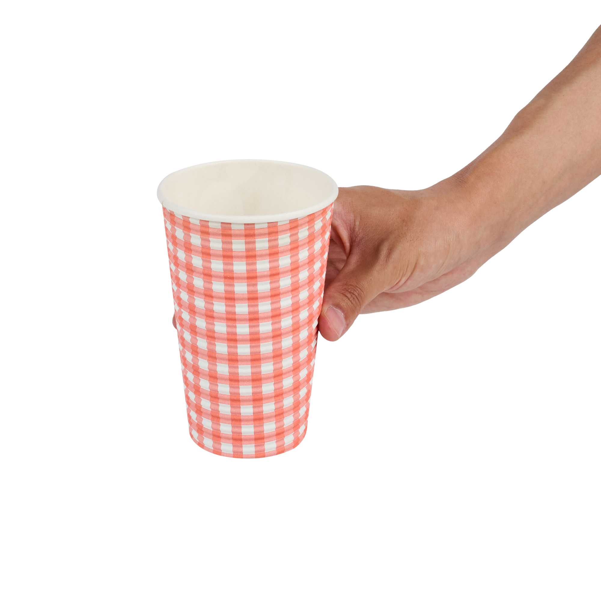 Restpresso 16 oz Picnic Print Paper Coffee Cup - Spiral Wall - 3 1/2" x 3 1/2" x 5 1/2" - 500 count box