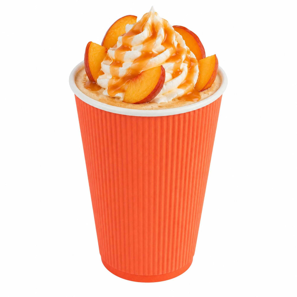 Restpresso 16 oz Tangerine Orange Paper Coffee Cup - Ripple Wall - 3 1/2" x 3 1/2" x 5 1/2" - 25 count box