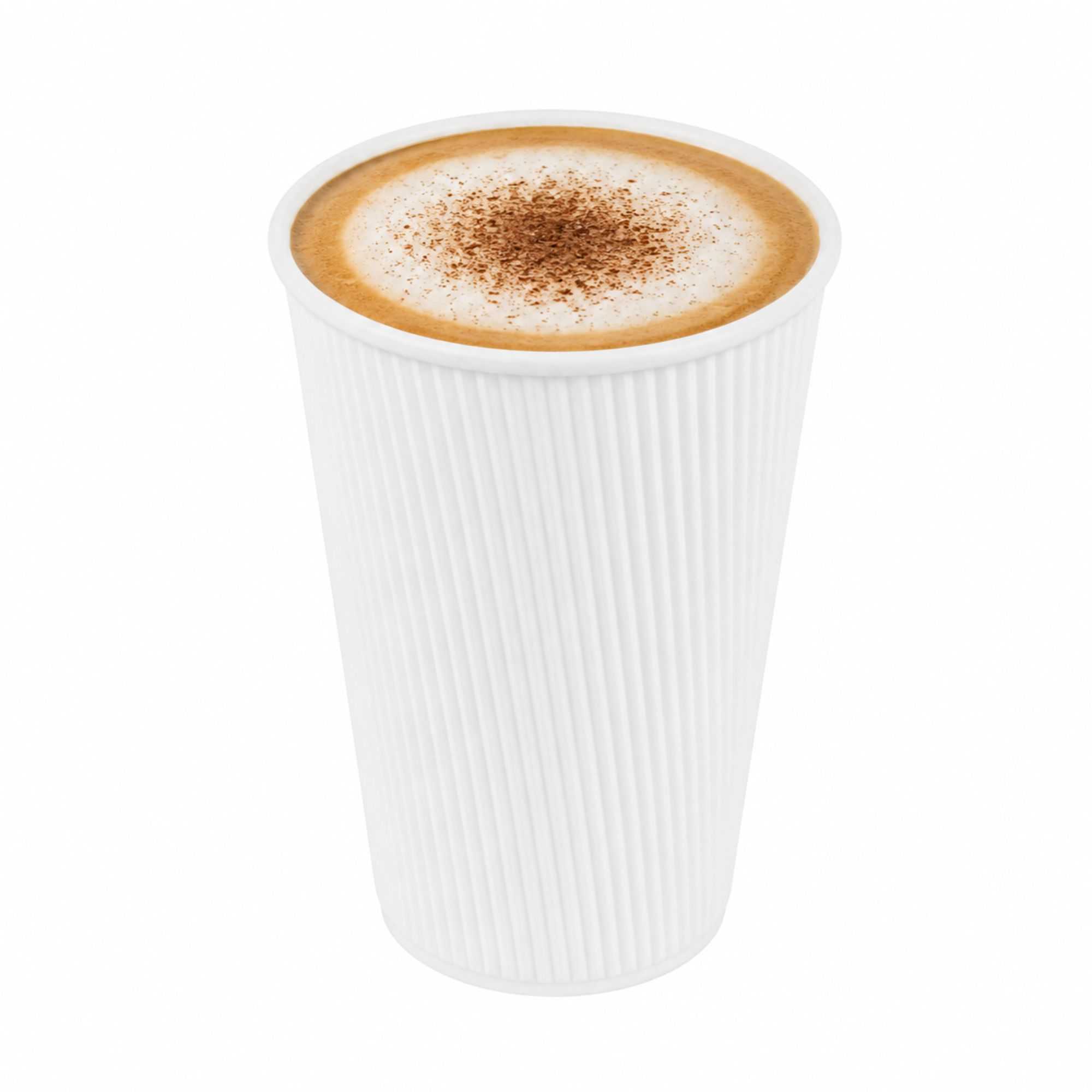 Restpresso 16 oz White Paper Coffee Cup - Ripple Wall - 3 1/2" x 3 1/2" x 5 1/2" - 500 count box