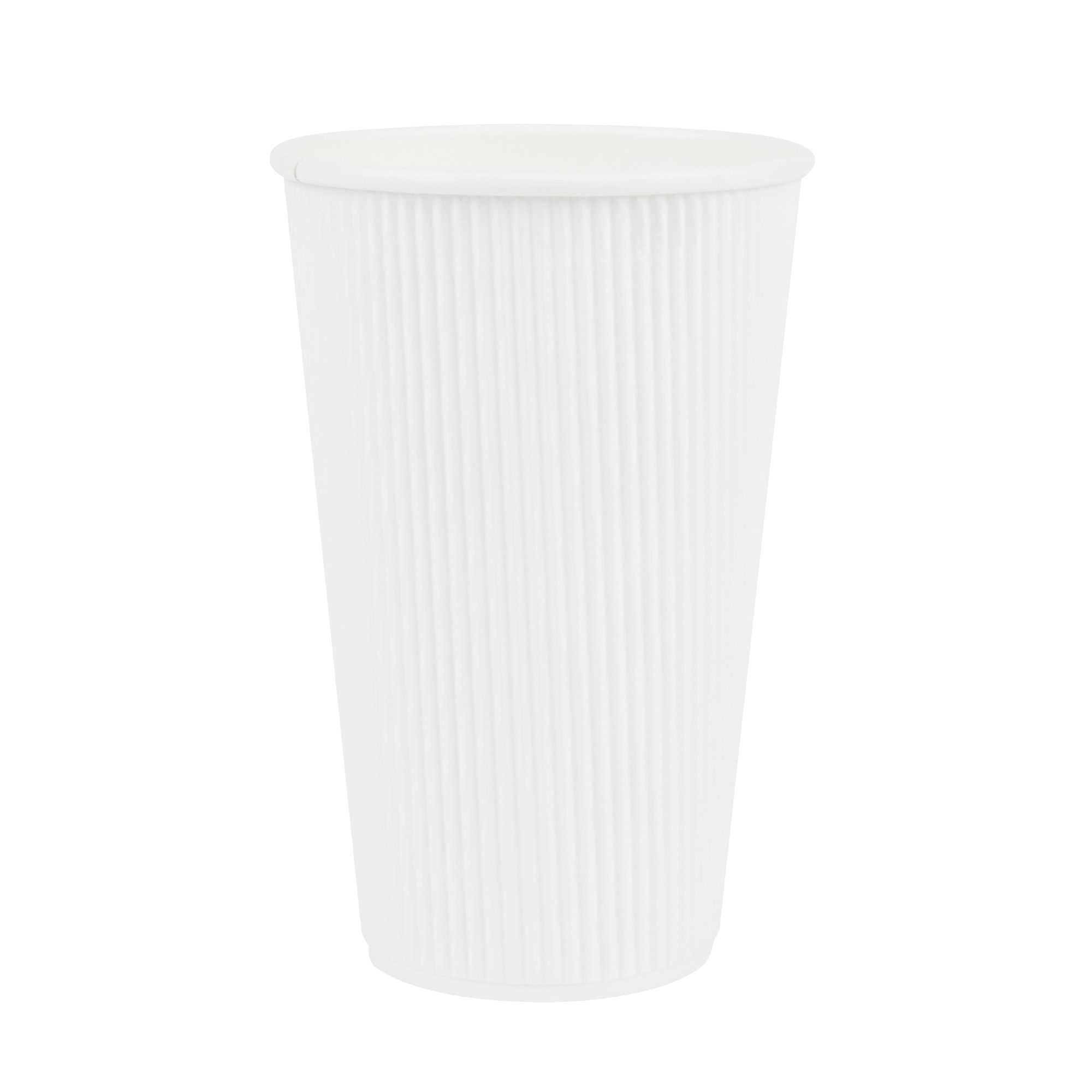 Restpresso 16 oz White Paper Coffee Cup - Ripple Wall - 3 1/2" x 3 1/2" x 5 1/2" - 25 count box