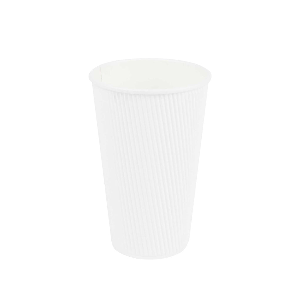 Restpresso 16 oz White Paper Coffee Cup - Ripple Wall - 3 1/2" x 3 1/2" x 5 1/2" - 25 count box