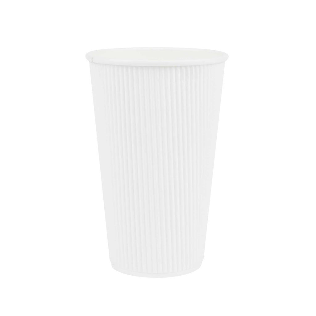 Restpresso 16 oz White Paper Coffee Cup - Ripple Wall - 3 1/2" x 3 1/2" x 5 1/2" - 25 count box