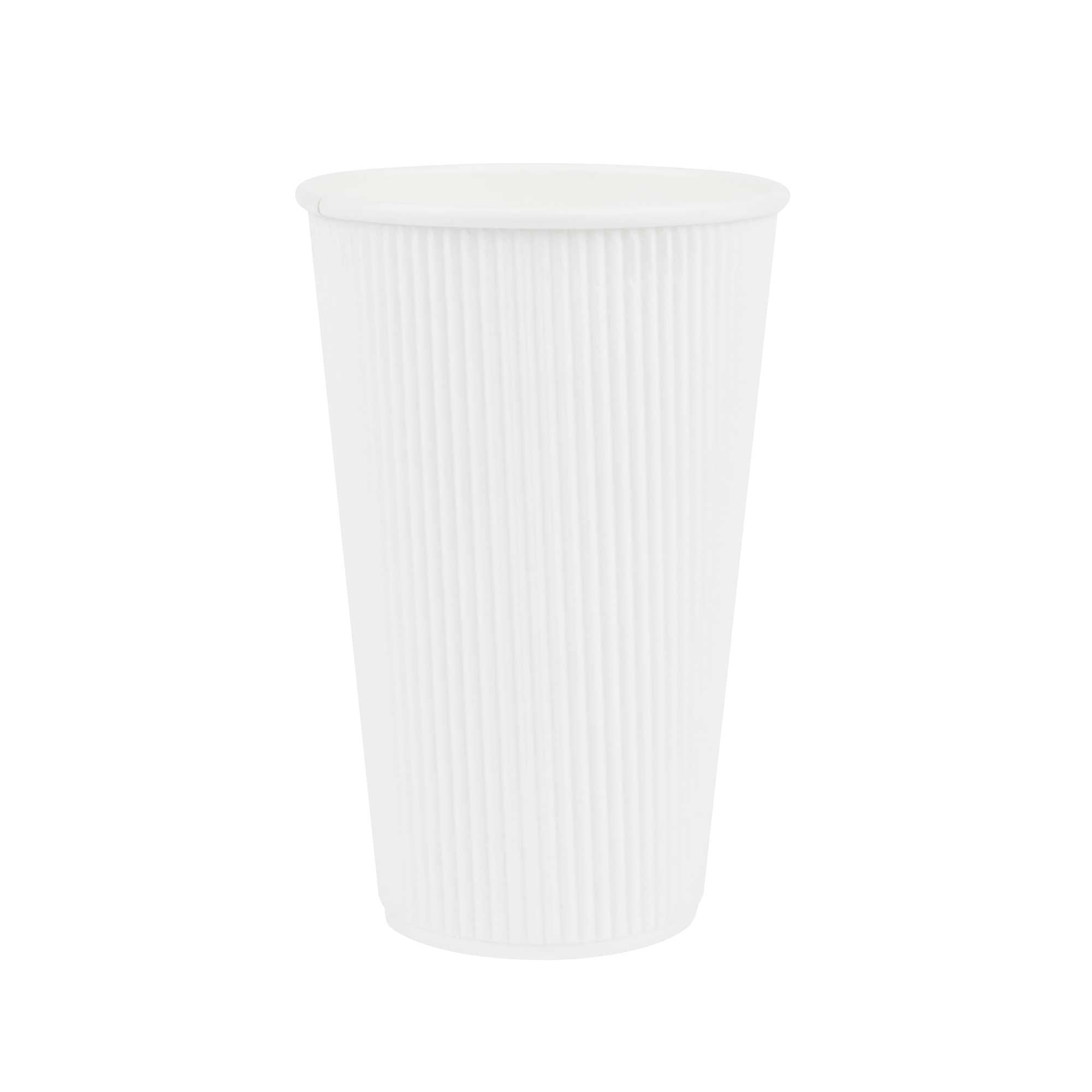 Restpresso 16 oz White Paper Coffee Cup - Ripple Wall - 3 1/2" x 3 1/2" x 5 1/2" - 25 count box
