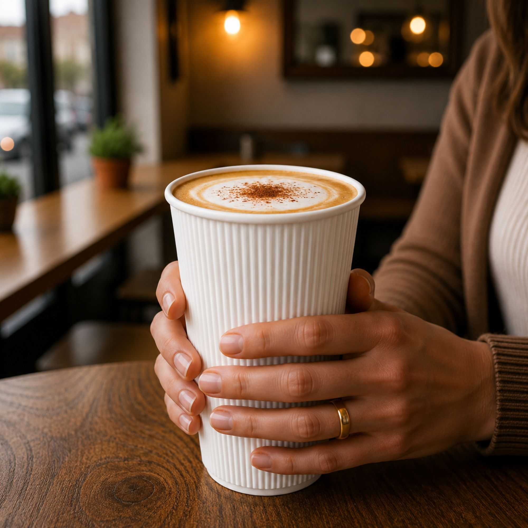 Restpresso 16 oz White Paper Coffee Cup - Ripple Wall - 3 1/2" x 3 1/2" x 5 1/2" - 500 count box