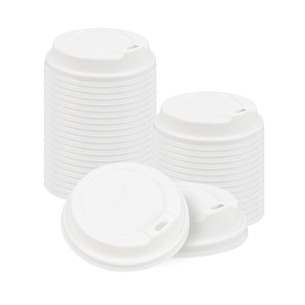 Restpresso White Plastic Coffee Cup Lid - Elevated Spout, Fits 8, 12, 16 and 20 oz - 500 count box