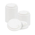 Restpresso White Plastic Coffee Cup Lid - Elevated Spout, Fits 8, 12, 16 and 20 oz - 25 count box