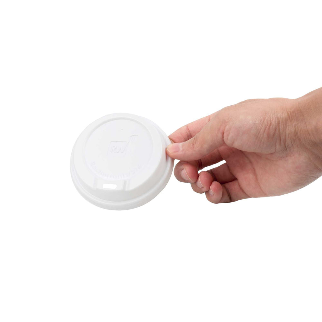 Restpresso White Plastic Coffee Cup Lid - Elevated Spout, Fits 8, 12, 16 and 20 oz - 25 count box