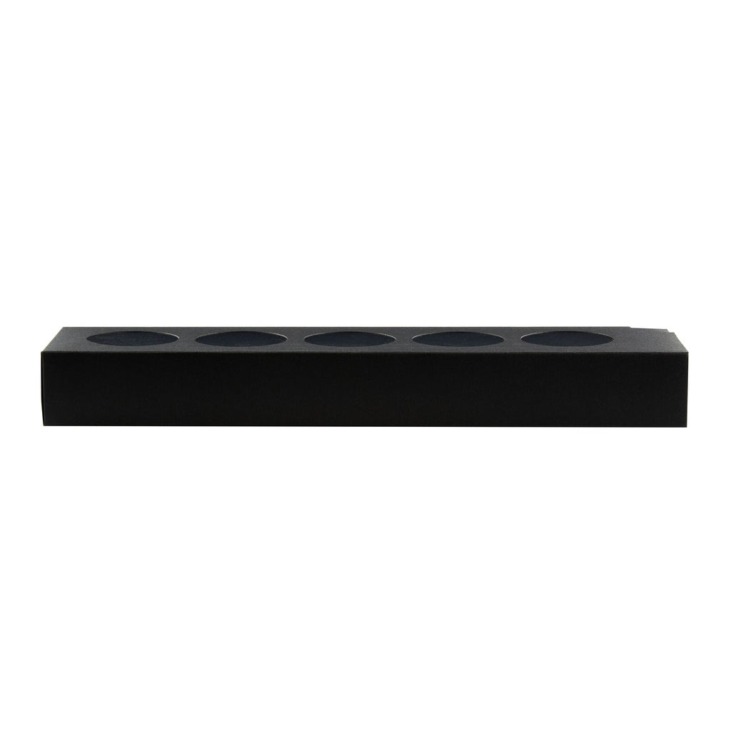 Valentino Rectangle Black Paper Macaron Box - Holds 5 Macarons - 12" x 3" x 1 1/2" - 100 count box
