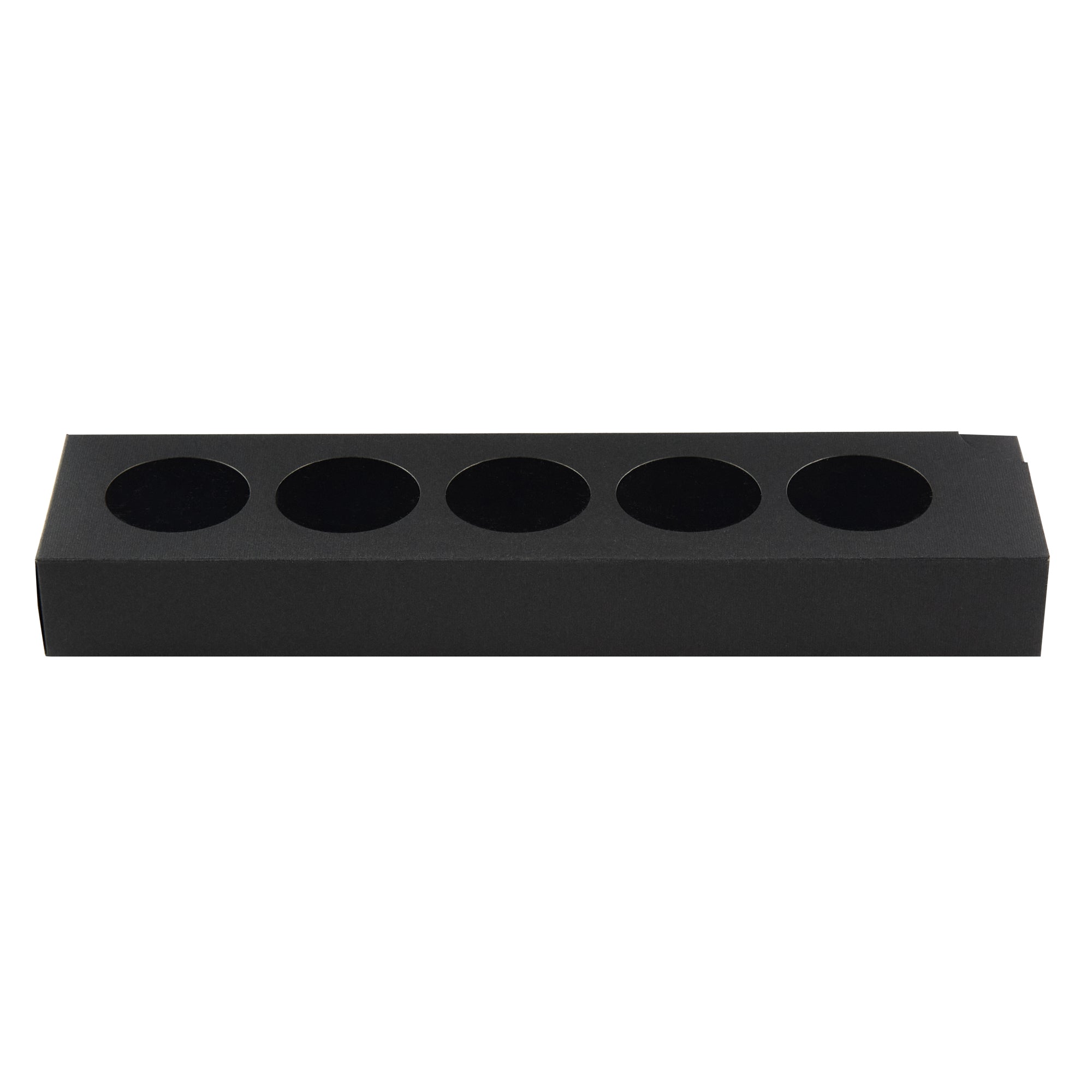 Valentino Rectangle Black Paper Macaron Box - Holds 5 Macarons - 12" x 3" x 1 1/2" - 100 count box