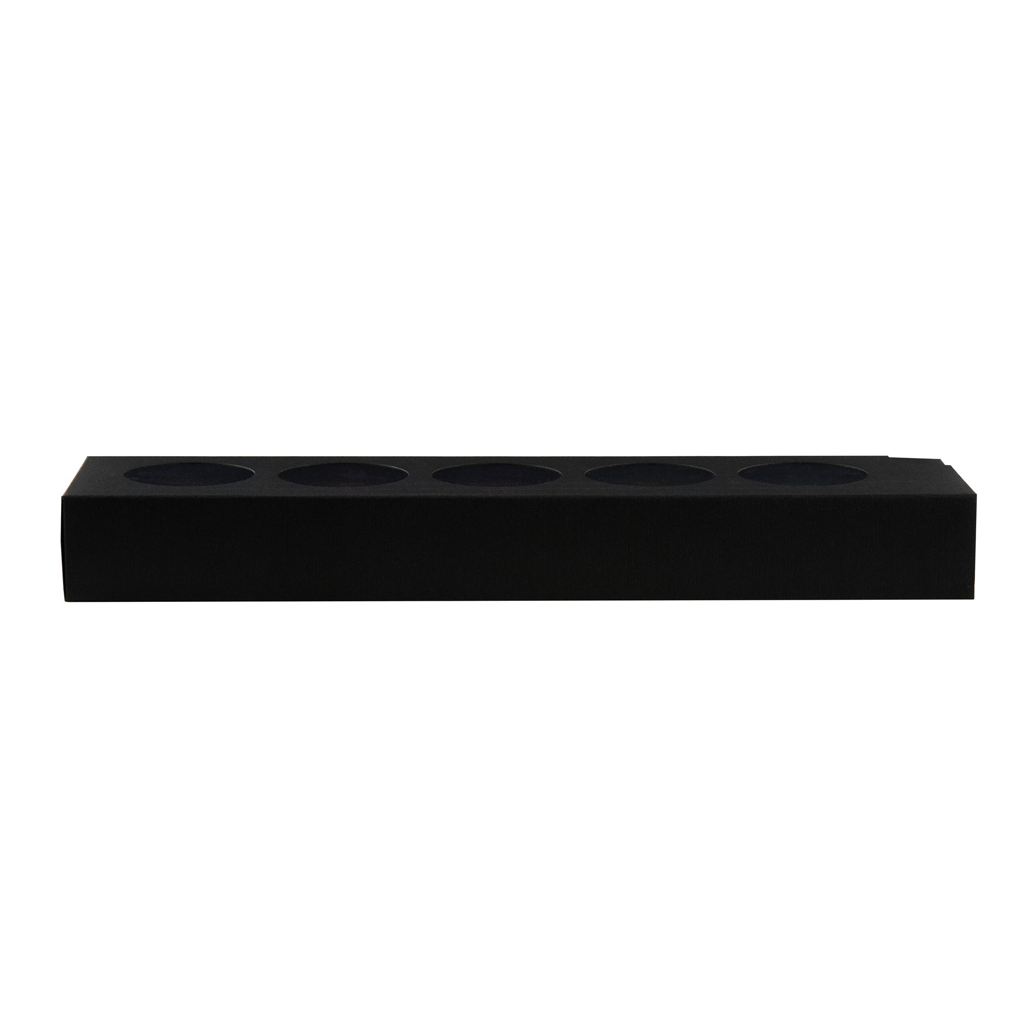 Valentino Rectangle Black Paper Macaron Box - Holds 5 Macarons - 12" x 3" x 1 1/2" - 100 count box
