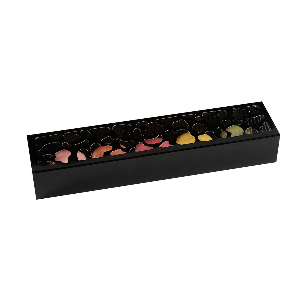 Sentiero Rectangle Black Paper Macaron Box - Holds 5 Macarons - 10" x 2 1/4" x 1 1/2" - 100 count box