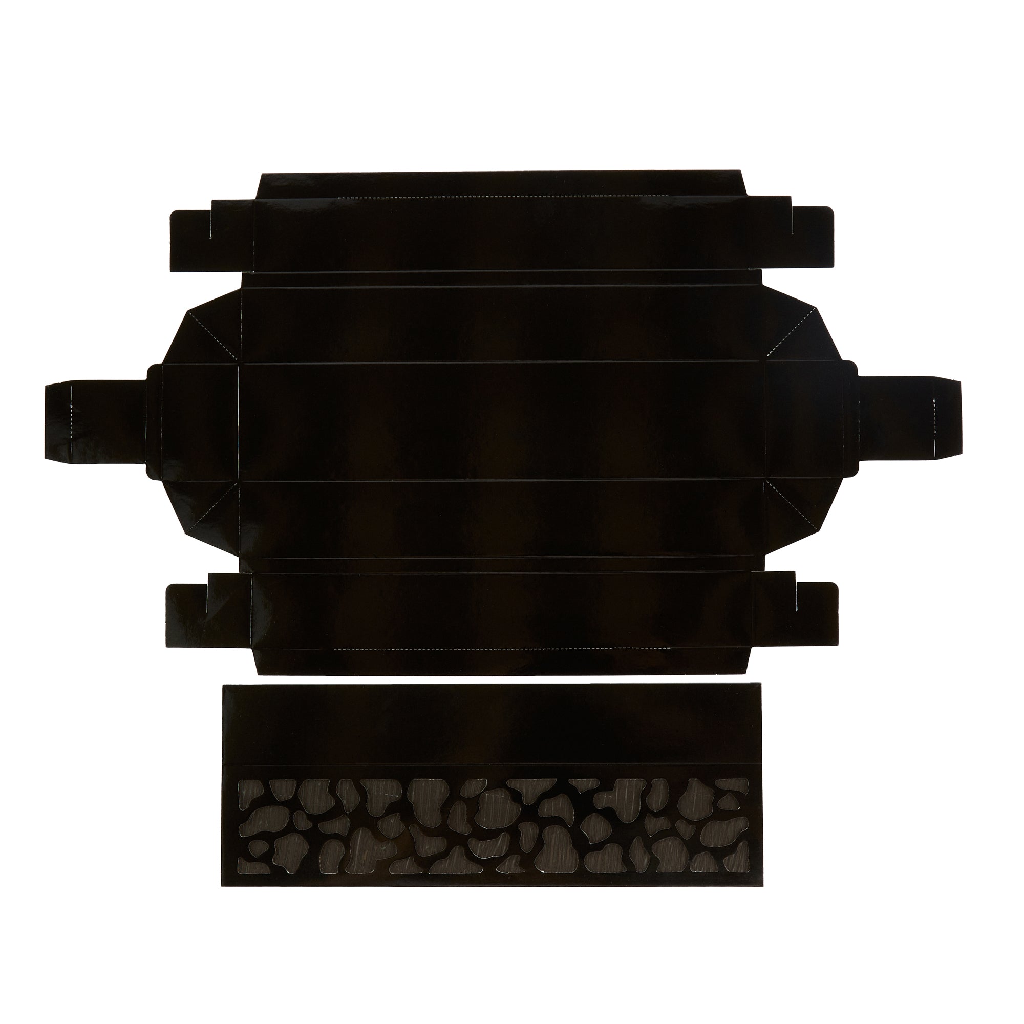 Sentiero Rectangle Black Paper Macaron Box - Holds 5 Macarons - 10" x 2 1/4" x 1 1/2" - 100 count box