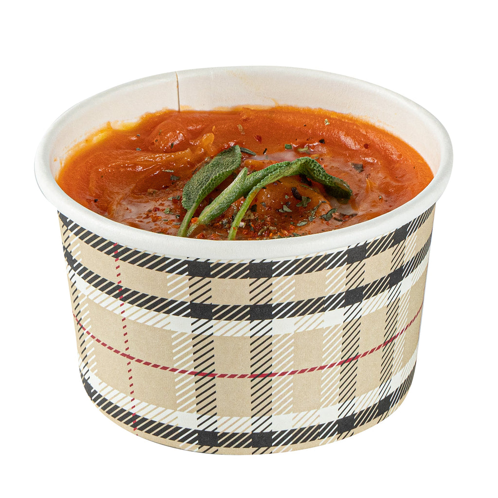 Coppetta 3 oz Round Plaid Paper To Go Cup - 3" x 3" x 1 3/4" - 200 count box