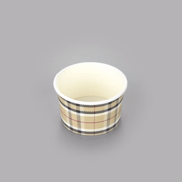 Coppetta 3 oz Round Plaid Paper To Go Cup - 3" x 3" x 1 3/4" - 200 count box