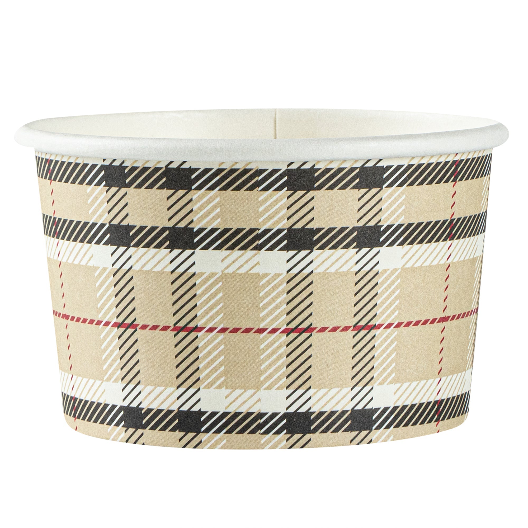 Coppetta 3 oz Round Plaid Paper To Go Cup - 3" x 3" x 1 3/4" - 200 count box