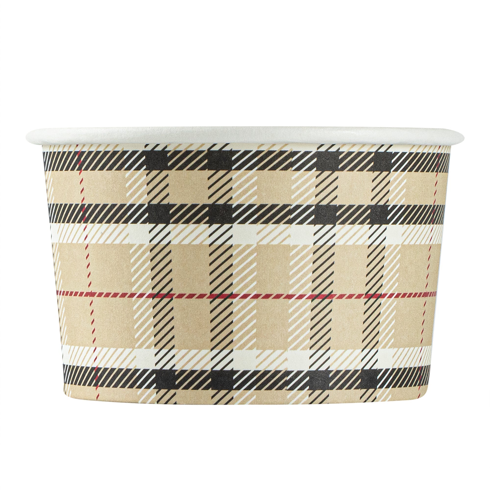Coppetta 3 oz Round Plaid Paper To Go Cup - 3" x 3" x 1 3/4" - 200 count box