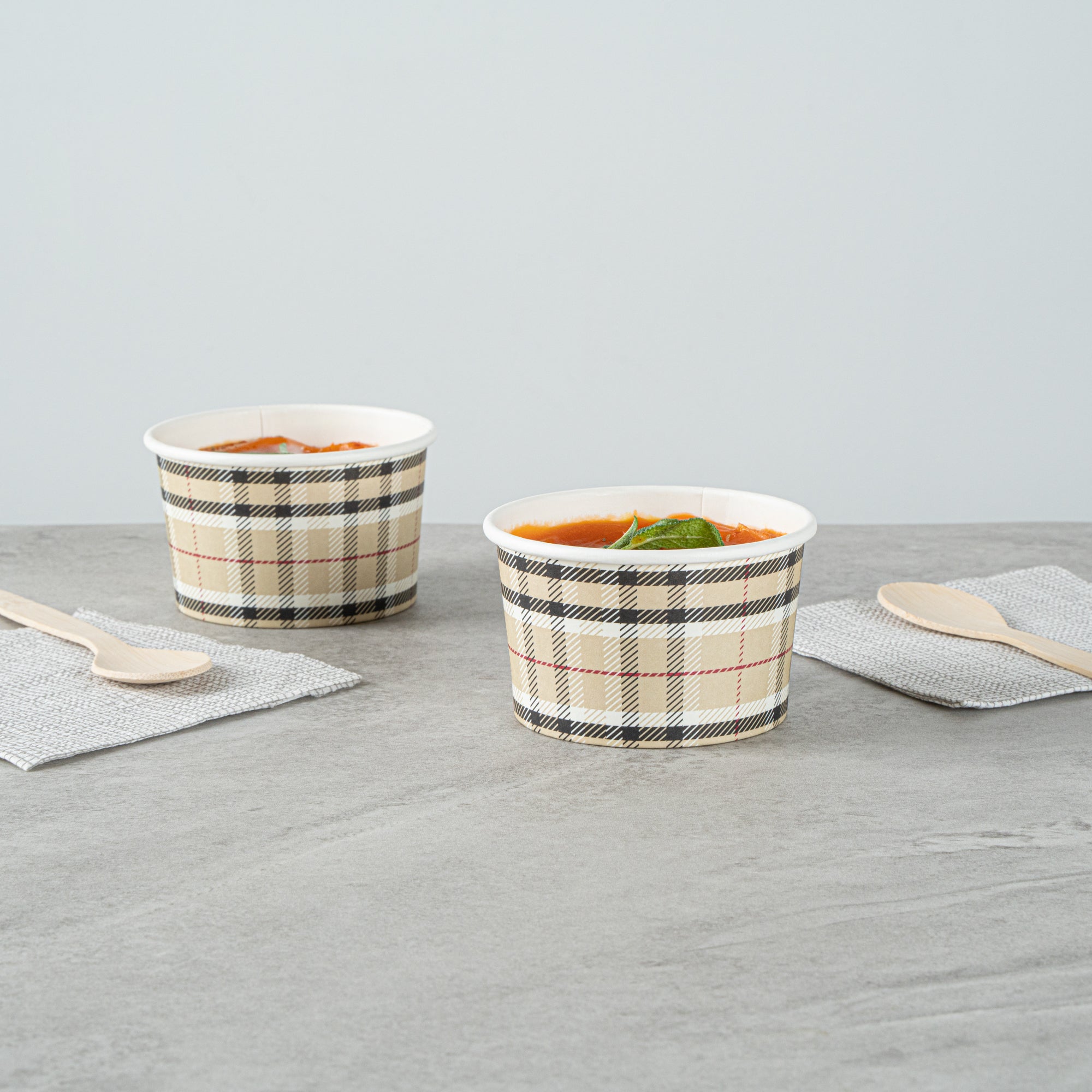 Coppetta 3 oz Round Plaid Paper To Go Cup - 3" x 3" x 1 3/4" - 200 count box