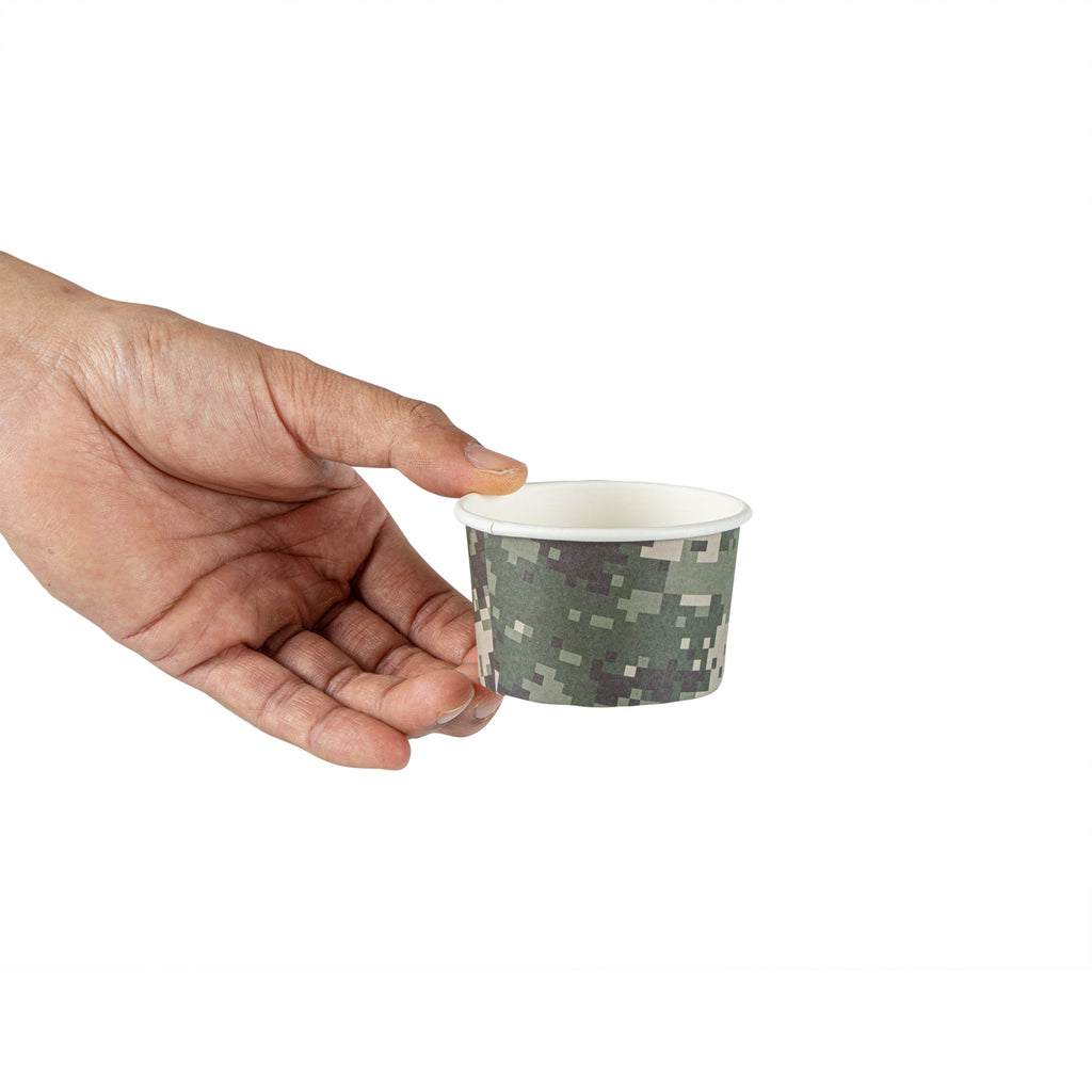 Coppetta 3 oz Round Camouflage Paper To Go Cup - 3" x 3" x 1 3/4" - 50 count box