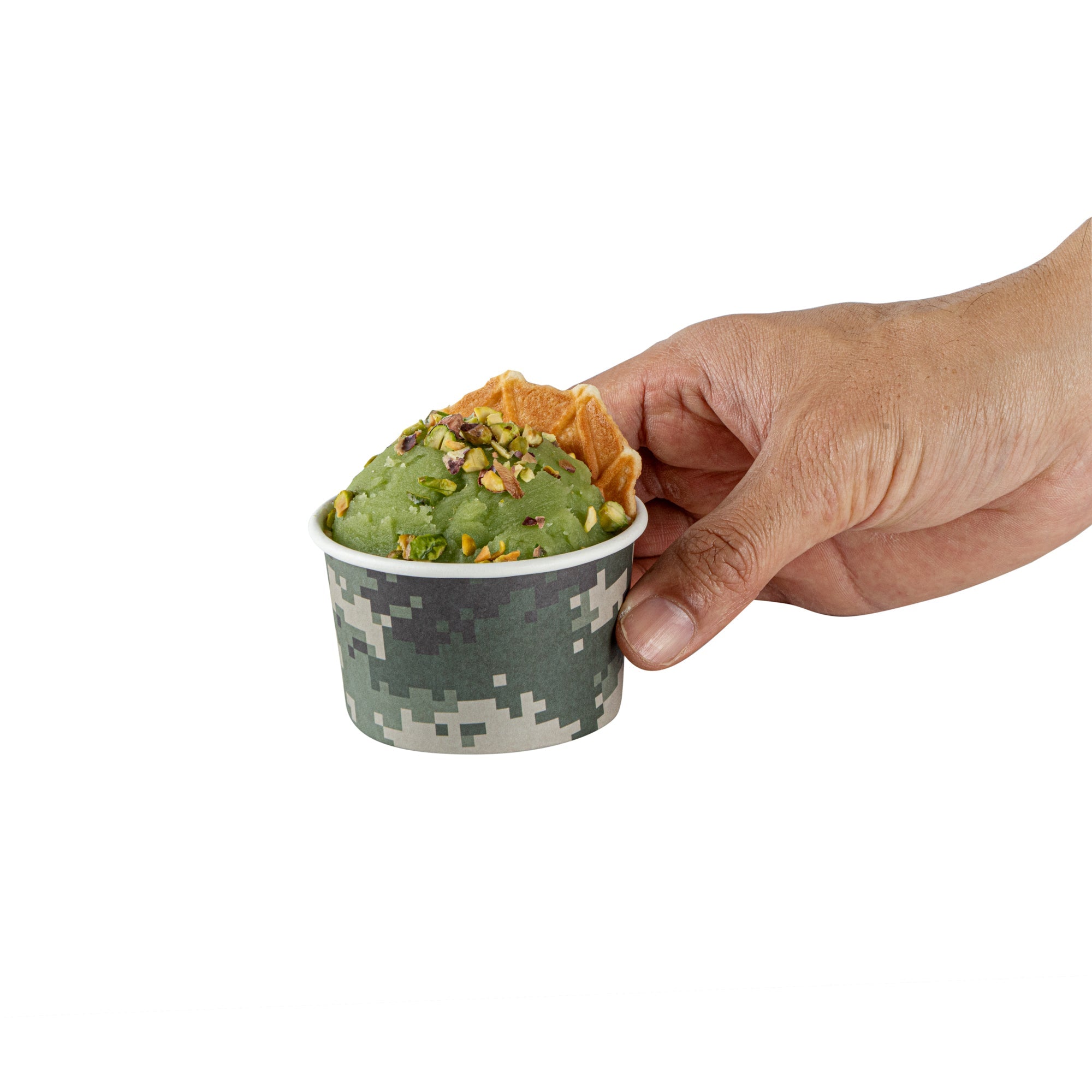 Coppetta 3 oz Round Camouflage Paper To Go Cup - 3" x 3" x 1 3/4" - 50 count box