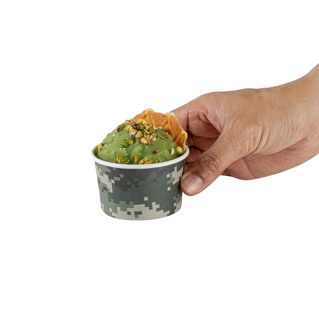 Coppetta 3 oz Round Camouflage Paper To Go Cup - 3" x 3" x 1 3/4" - 200 count box