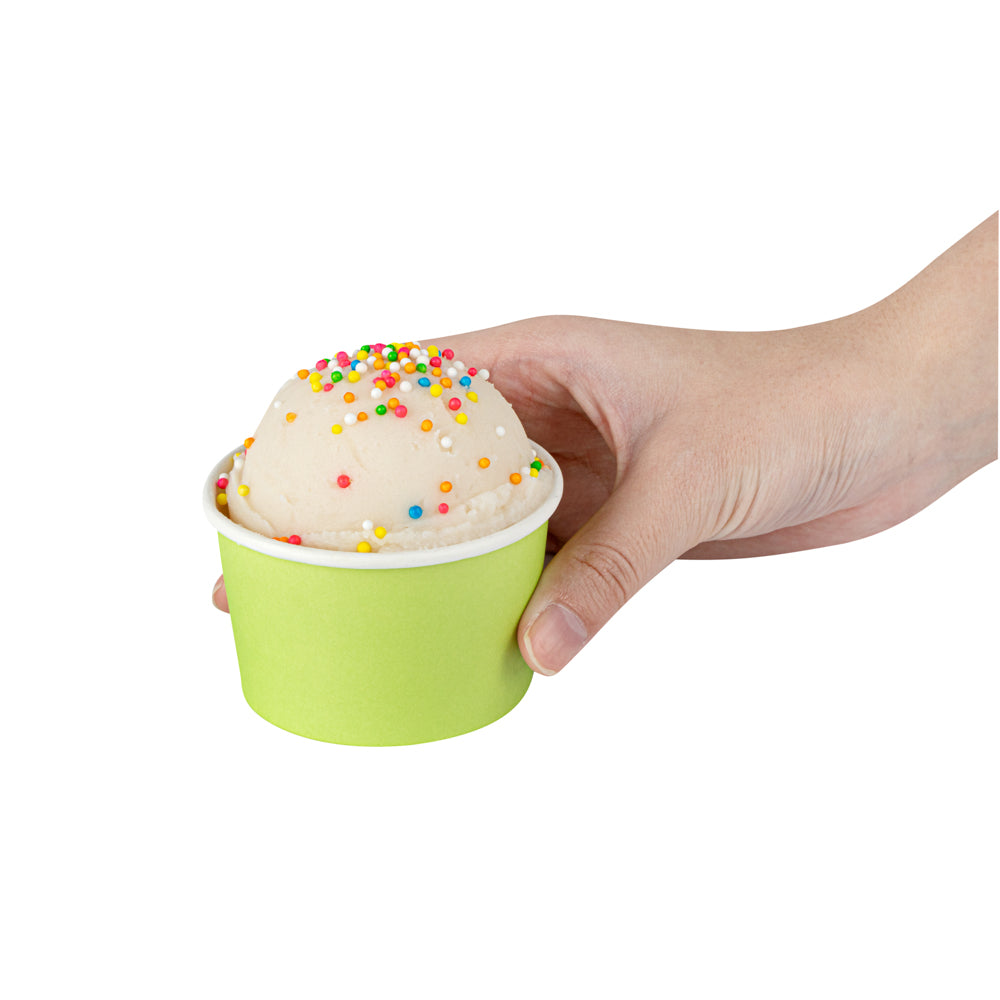 Coppetta 3 oz Round Eco Green Paper To Go Cup - 3" x 3" x 1 3/4" - 50 count box