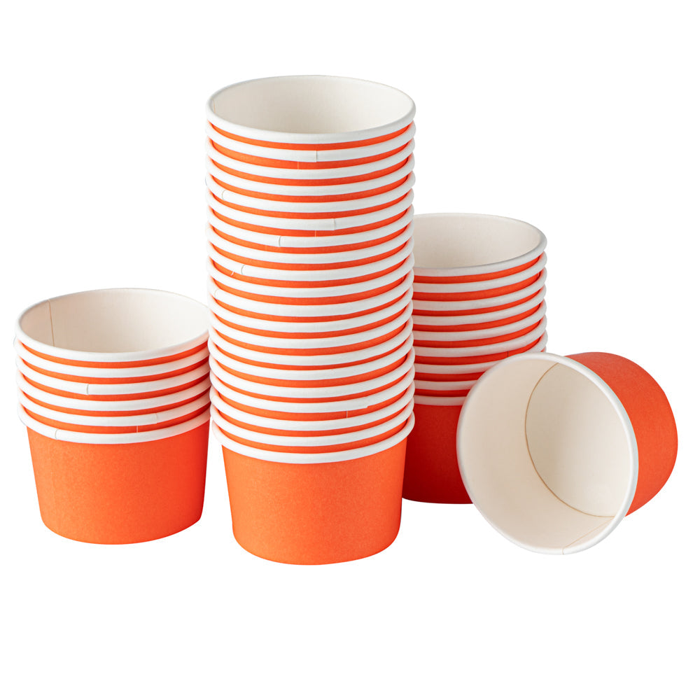 Coppetta 3 oz Round Tangerine Orange Paper To Go Cup - 3" x 3" x 1 3/4" - 50 count box