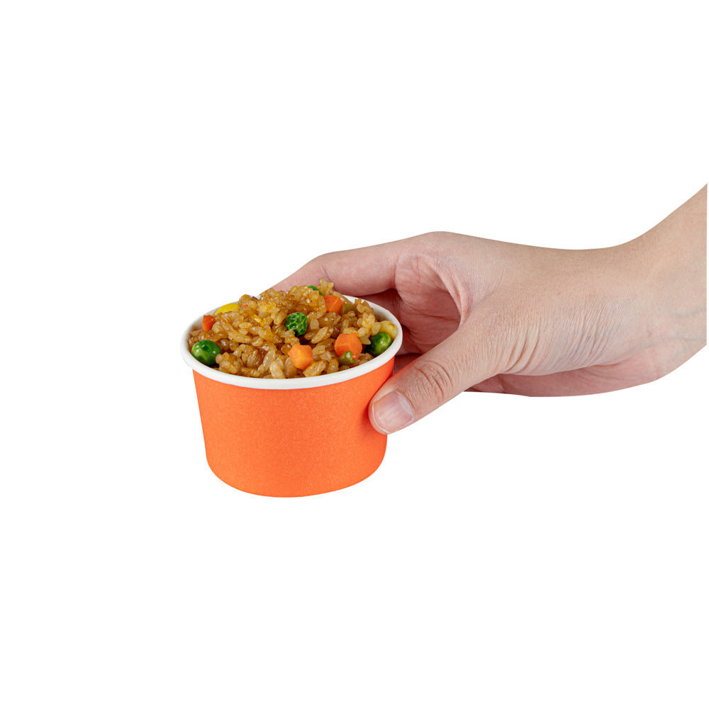 Coppetta 3 oz Round Tangerine Orange Paper To Go Cup - 3" x 3" x 1 3/4" - 50 count box