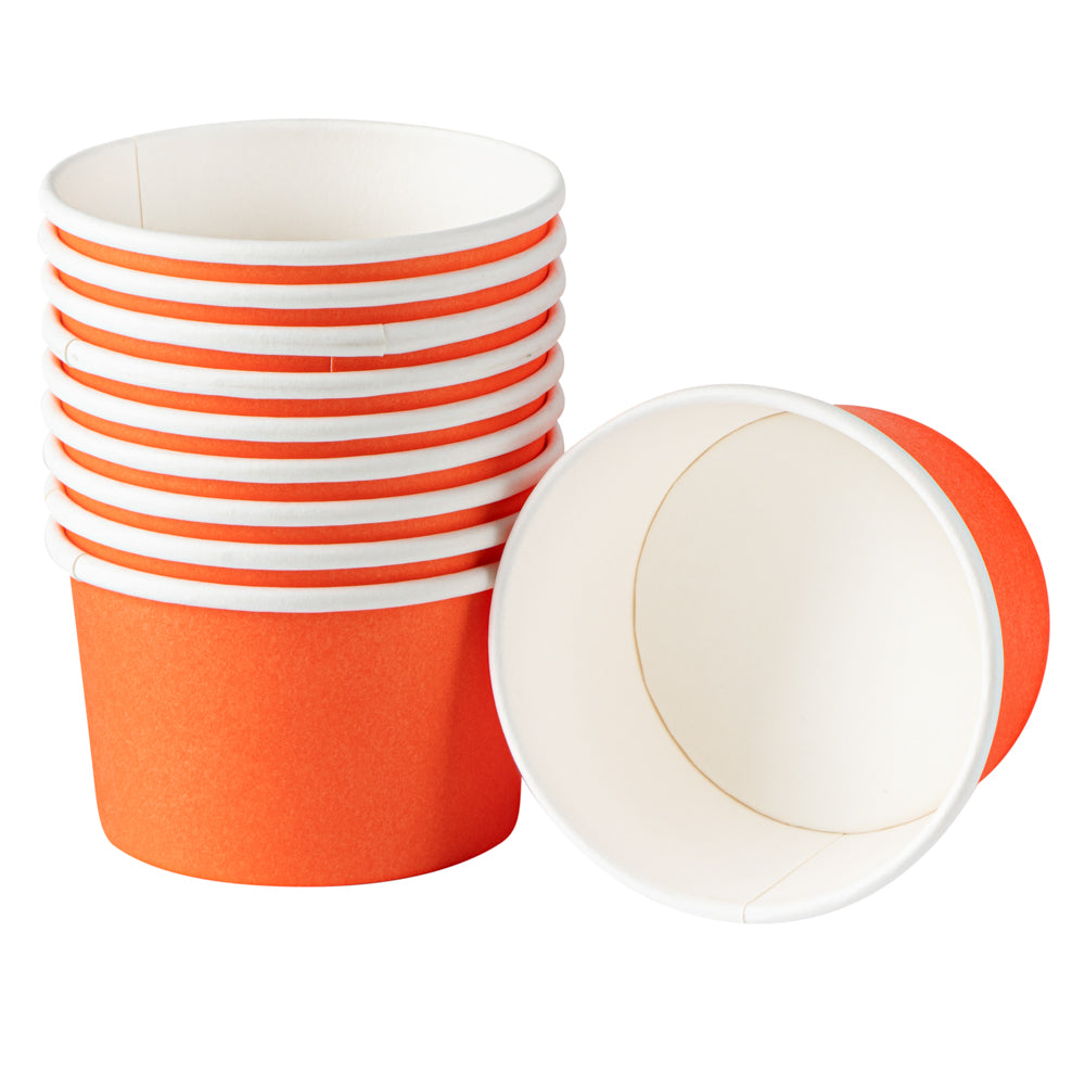 Coppetta 3 oz Round Tangerine Orange Paper To Go Cup - 3" x 3" x 1 3/4" - 50 count box