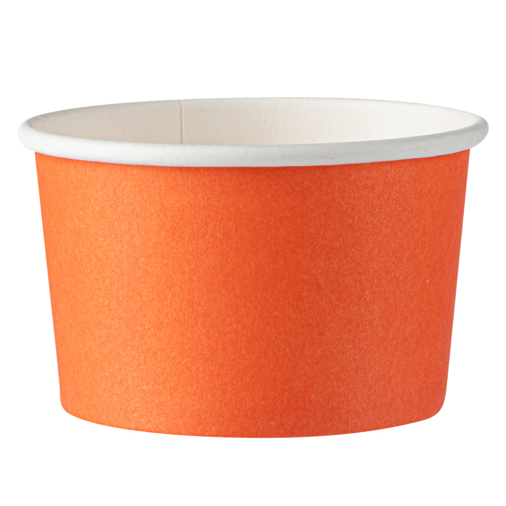 Coppetta 3 oz Round Tangerine Orange Paper To Go Cup - 3" x 3" x 1 3/4" - 50 count box