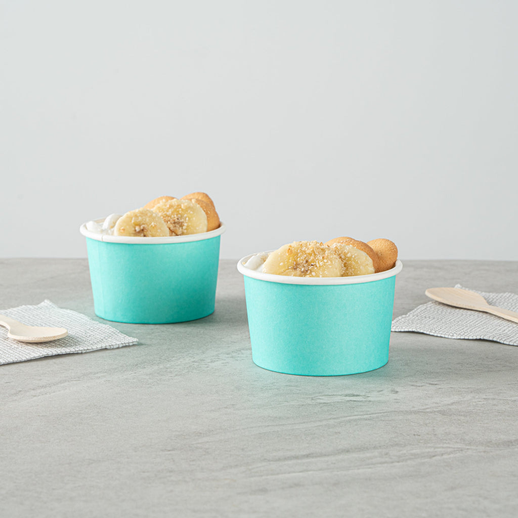 Coppetta 3 oz Round Turquoise Paper To Go Cup - 3" x 3" x 1 3/4" - 50 count box