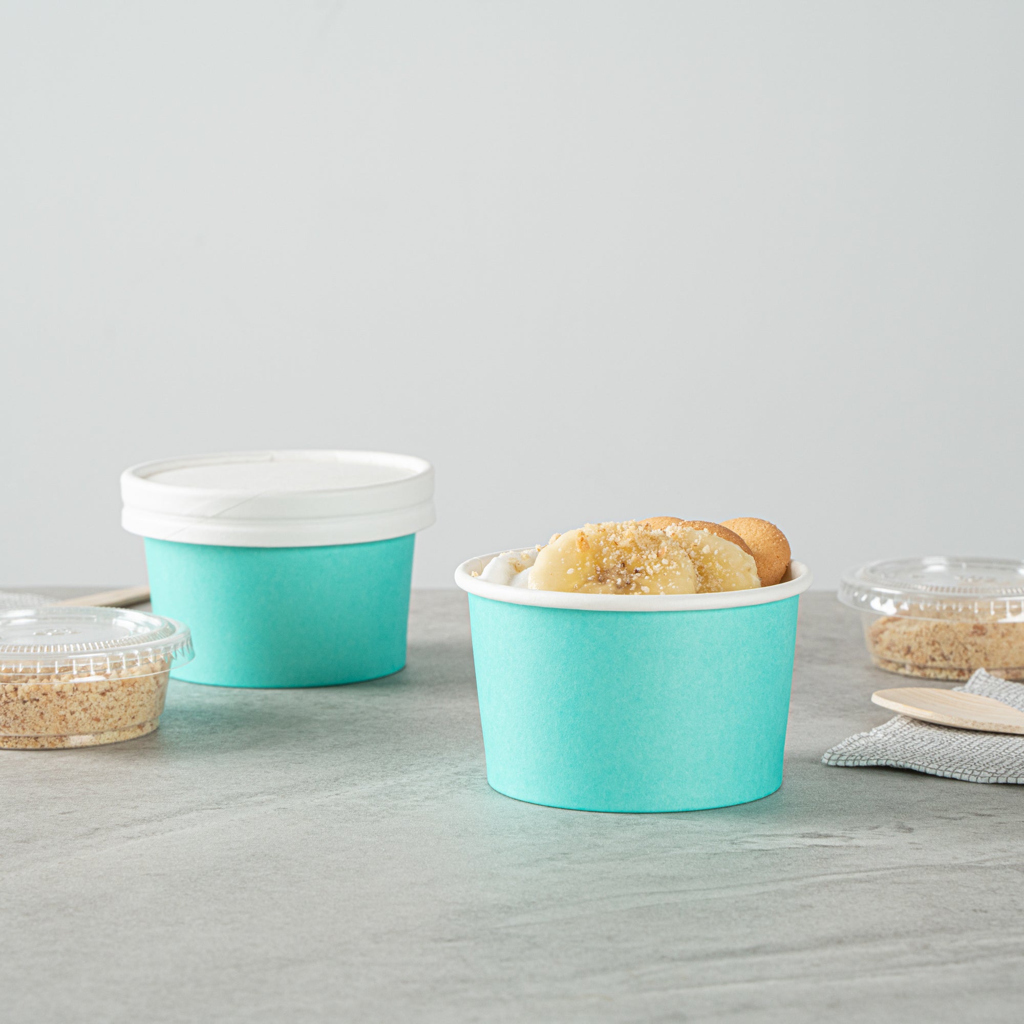 Coppetta 3 oz Round Turquoise Paper To Go Cup - 3" x 3" x 1 3/4" - 200 count box
