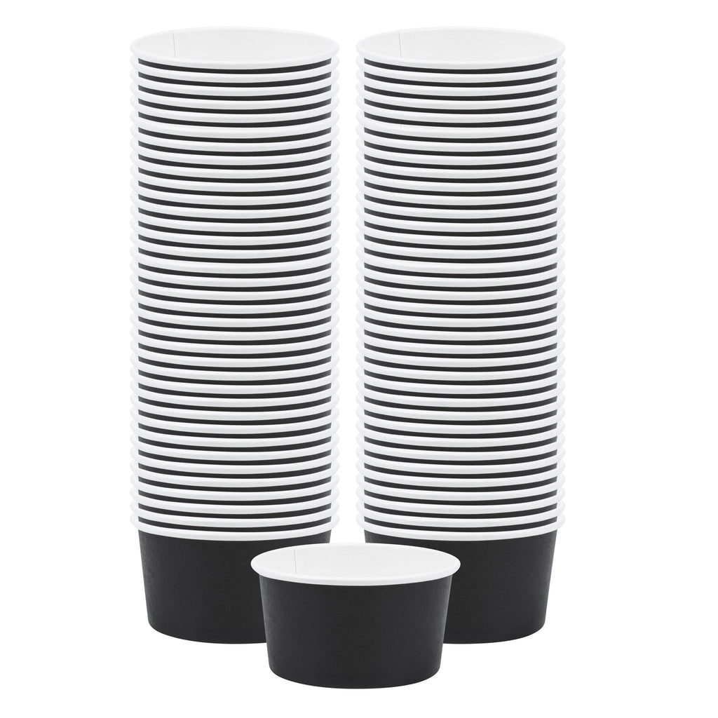 Coppetta 8 oz Round Black Paper To Go Cup - 3 3/4" x 3 3/4" x 2 1/4" - 50 count box
