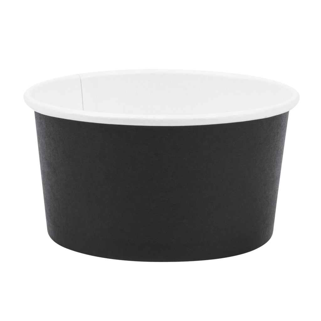 Coppetta 8 oz Round Black Paper To Go Cup - 3 3/4" x 3 3/4" x 2 1/4" - 200 count box