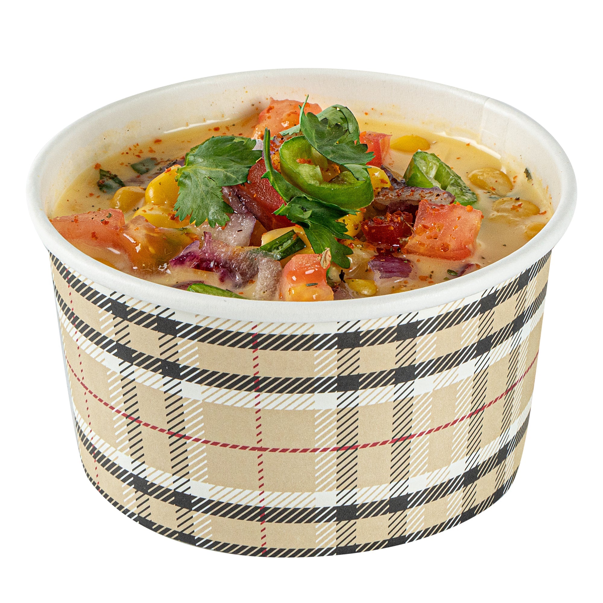 Coppetta 8 oz Round Plaid Paper To Go Cup - 3 3/4" x 3 3/4" x 2 1/4" - 50 count box