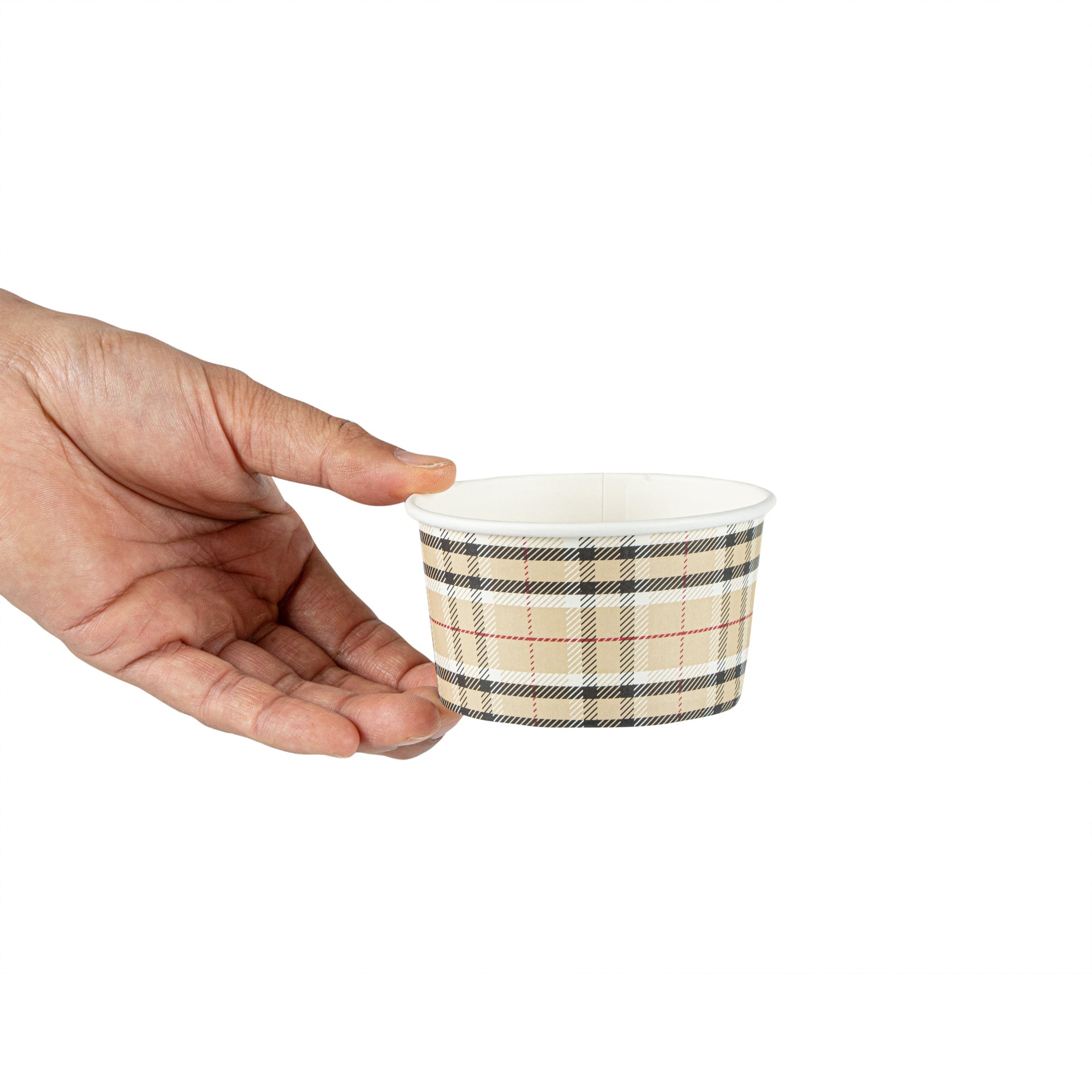 Coppetta 8 oz Round Plaid Paper To Go Cup - 3 3/4" x 3 3/4" x 2 1/4" - 50 count box