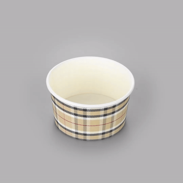 Coppetta 8 oz Round Plaid Paper To Go Cup - 3 3/4" x 3 3/4" x 2 1/4" - 50 count box