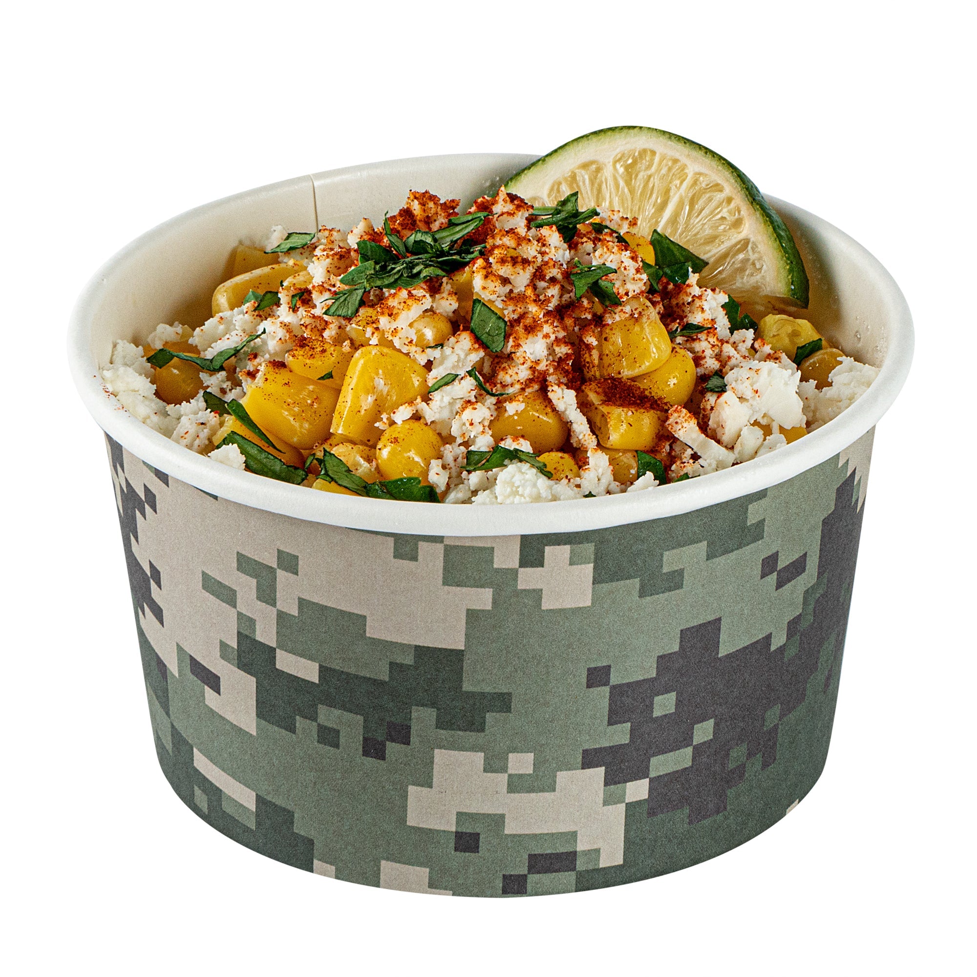 Coppetta 8 oz Round Camouflage Paper To Go Cup - 3 3/4" x 3 3/4" x 2 1/4" - 50 count box