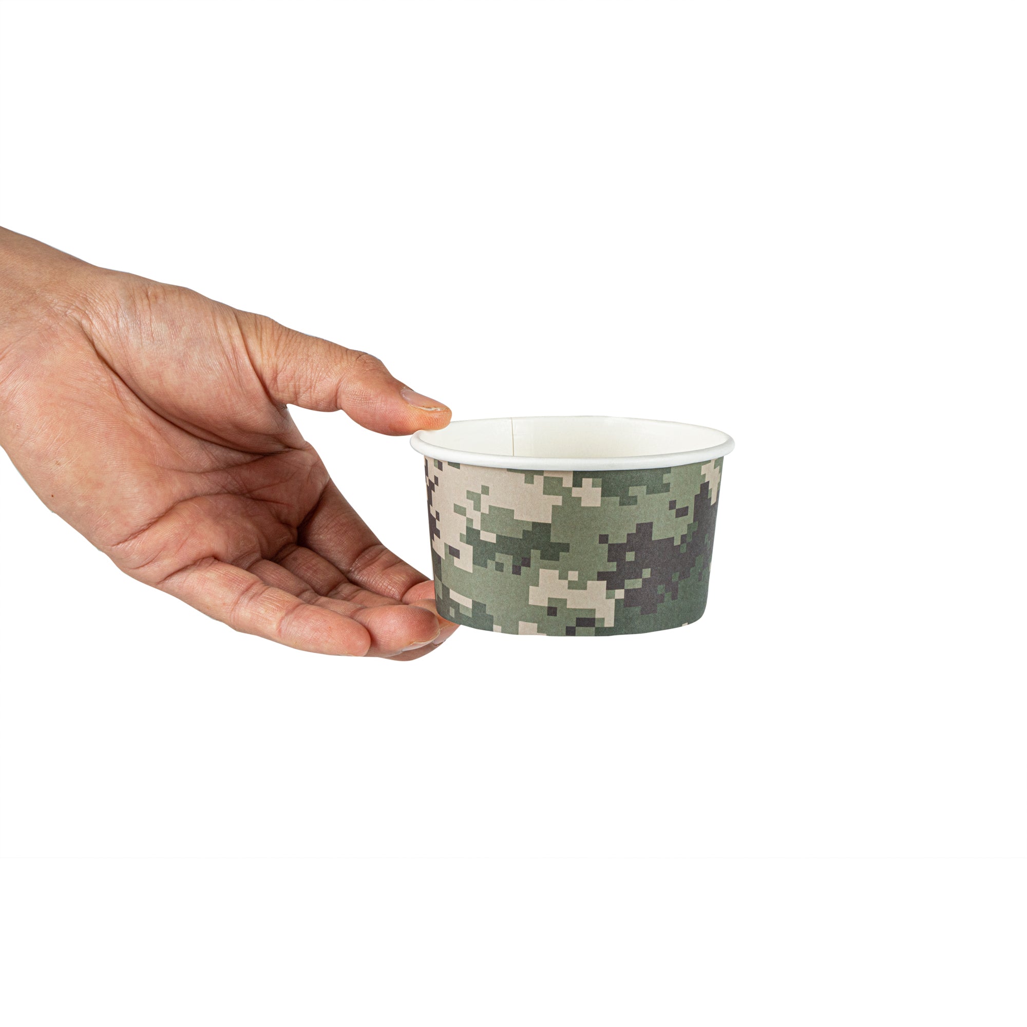 Coppetta 8 oz Round Camouflage Paper To Go Cup - 3 3/4" x 3 3/4" x 2 1/4" - 50 count box