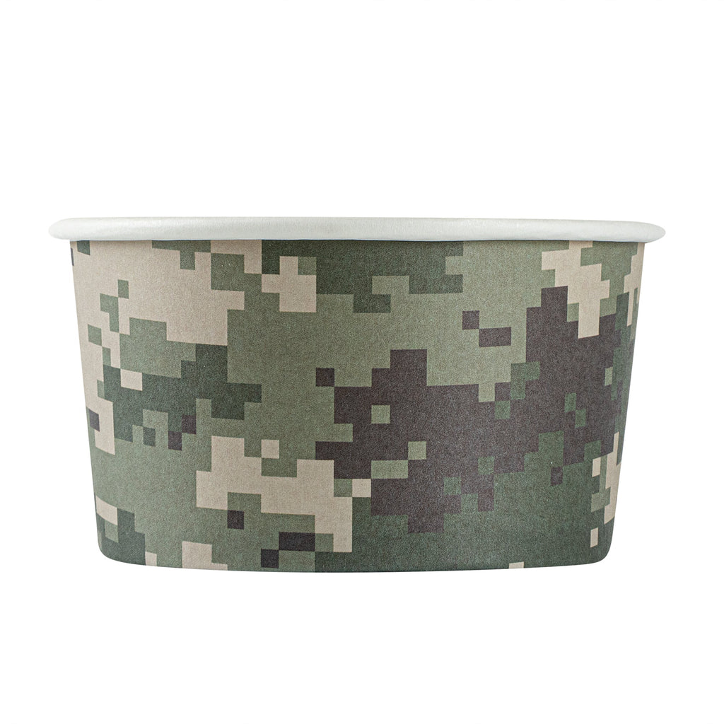 Coppetta 8 oz Round Camouflage Paper To Go Cup - 3 3/4" x 3 3/4" x 2 1/4" - 50 count box