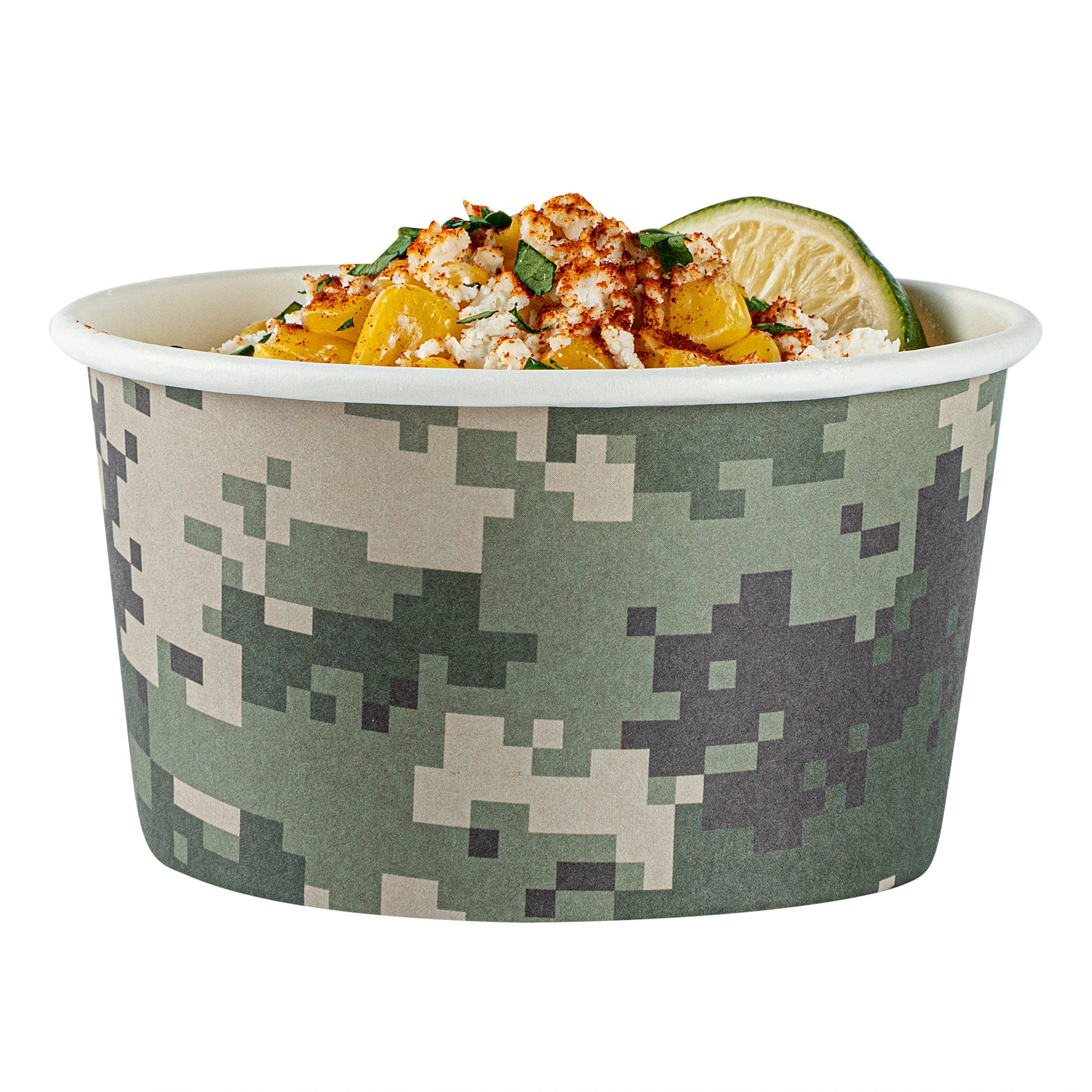 Coppetta 8 oz Round Camouflage Paper To Go Cup - 3 3/4" x 3 3/4" x 2 1/4" - 200 count box
