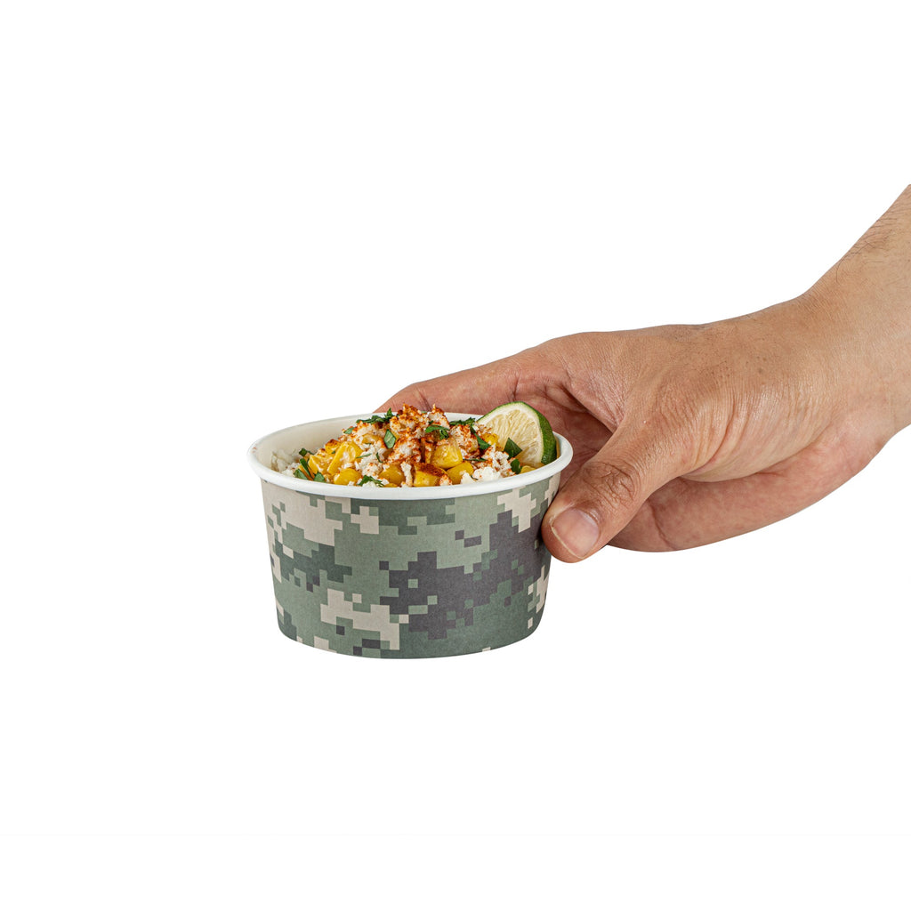 Coppetta 8 oz Round Camouflage Paper To Go Cup - 3 3/4" x 3 3/4" x 2 1/4" - 200 count box