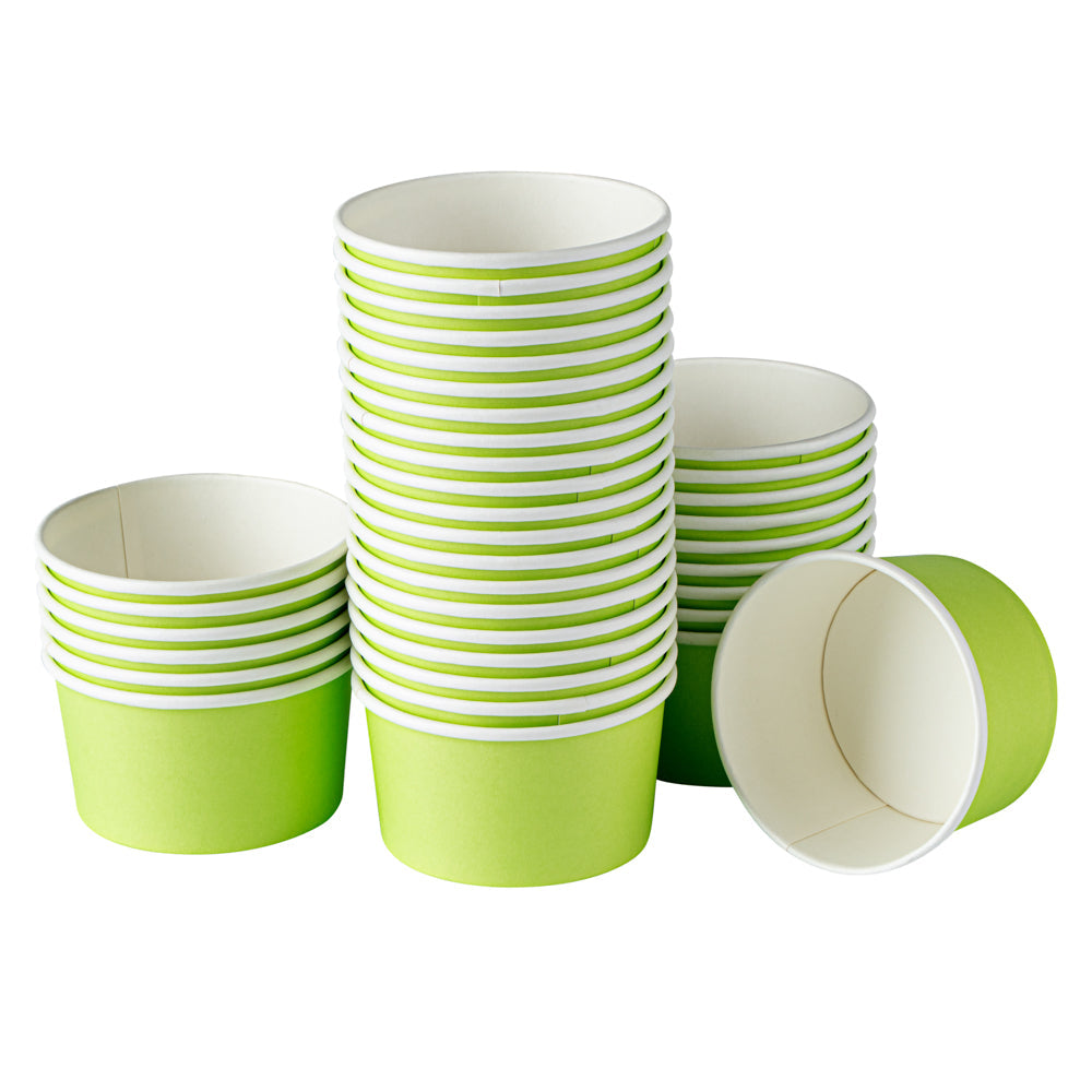 Coppetta 8 oz Round Eco Green Paper To Go Cup - 3 3/4" x 3 3/4" x 2 1/4" - 50 count box