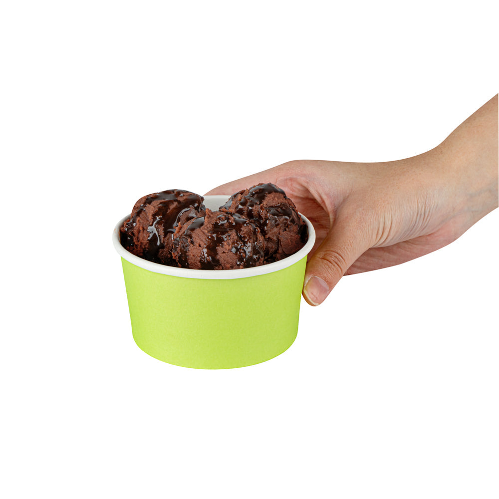 Coppetta 8 oz Round Eco Green Paper To Go Cup - 3 3/4" x 3 3/4" x 2 1/4" - 50 count box