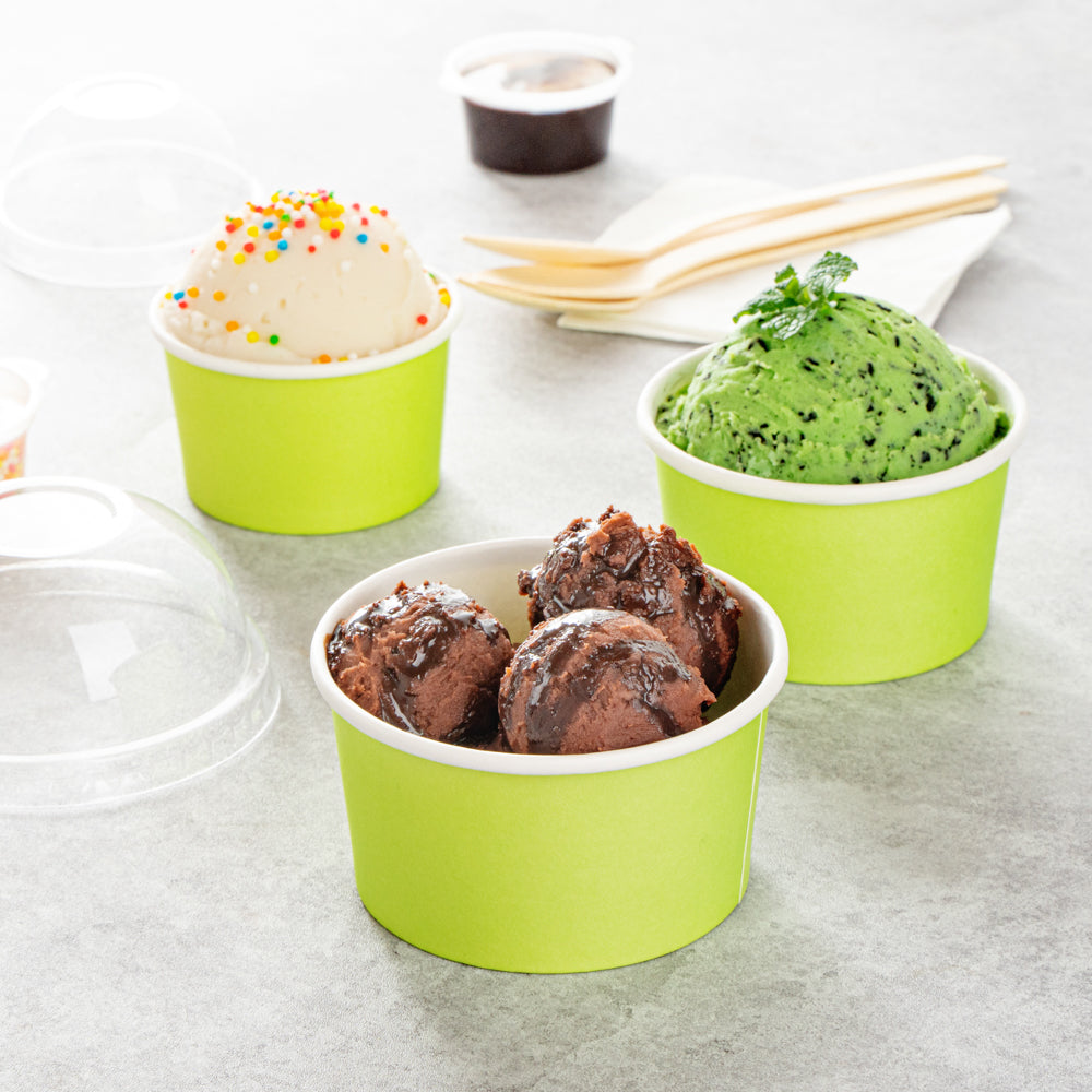 Coppetta 8 oz Round Eco Green Paper To Go Cup - 3 3/4" x 3 3/4" x 2 1/4" - 50 count box