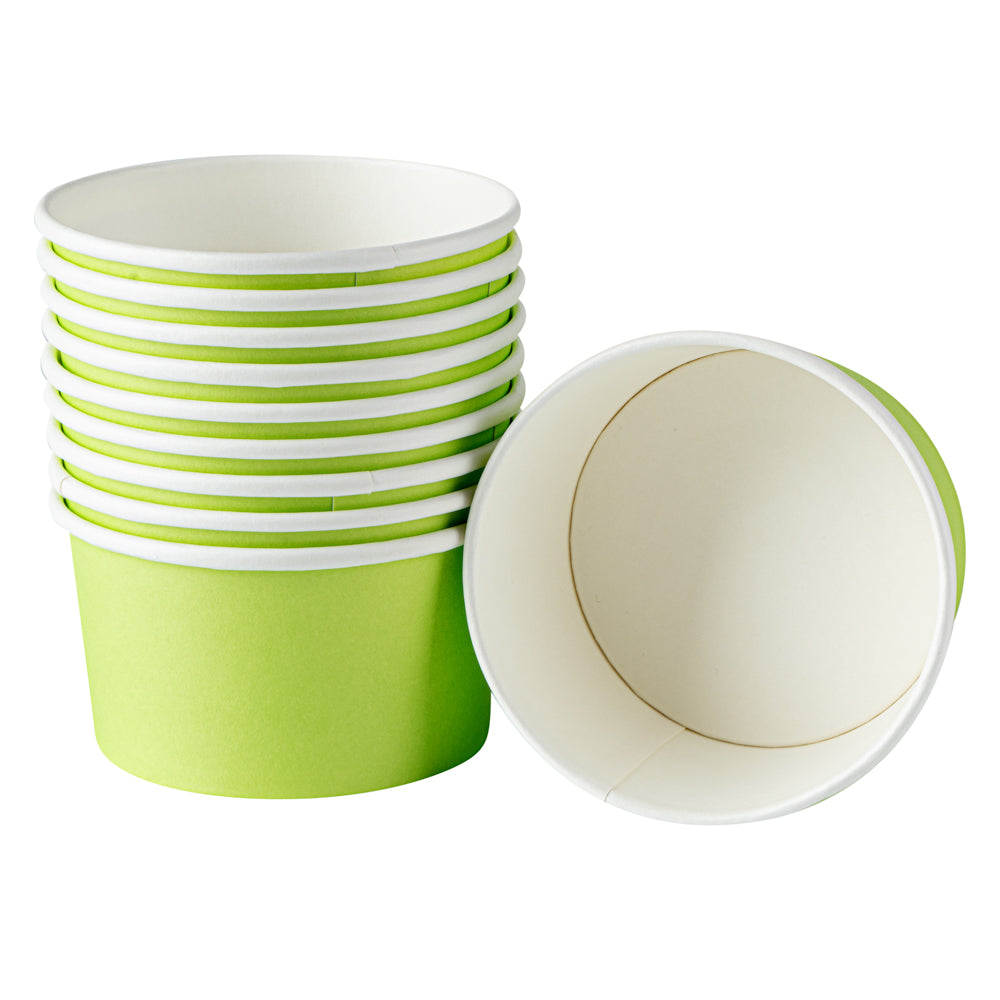 Coppetta 8 oz Round Eco Green Paper To Go Cup - 3 3/4" x 3 3/4" x 2 1/4" - 200 count box