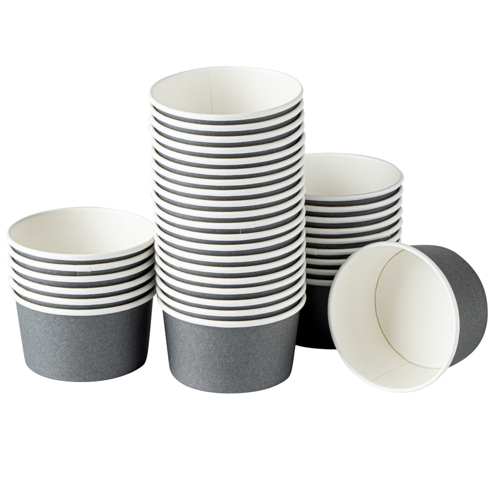 Coppetta 8 oz Round Gray Paper To Go Cup - 3 3/4" x 3 3/4" x 2 1/4" - 50 count box