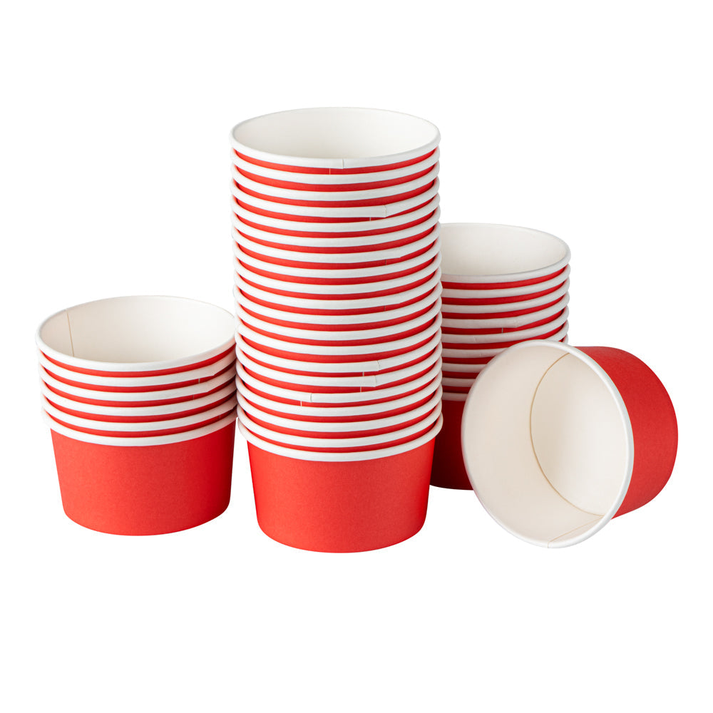 Coppetta 8 oz Round Red Paper To Go Cup - 3 3/4" x 3 3/4" x 2 1/4" - 50 count box