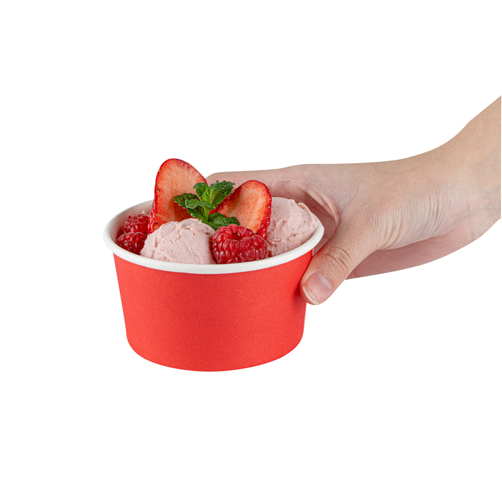 Coppetta 8 oz Round Red Paper To Go Cup - 3 3/4" x 3 3/4" x 2 1/4" - 50 count box