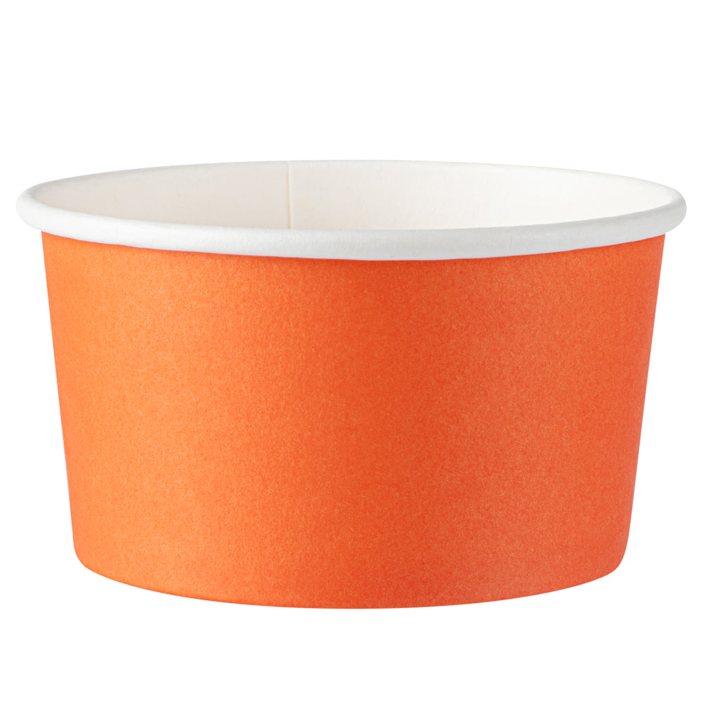 Coppetta 8 oz Round Tangerine Orange Paper To Go Cup - 3 3/4" x 3 3/4" x 2 1/4" - 50 count box