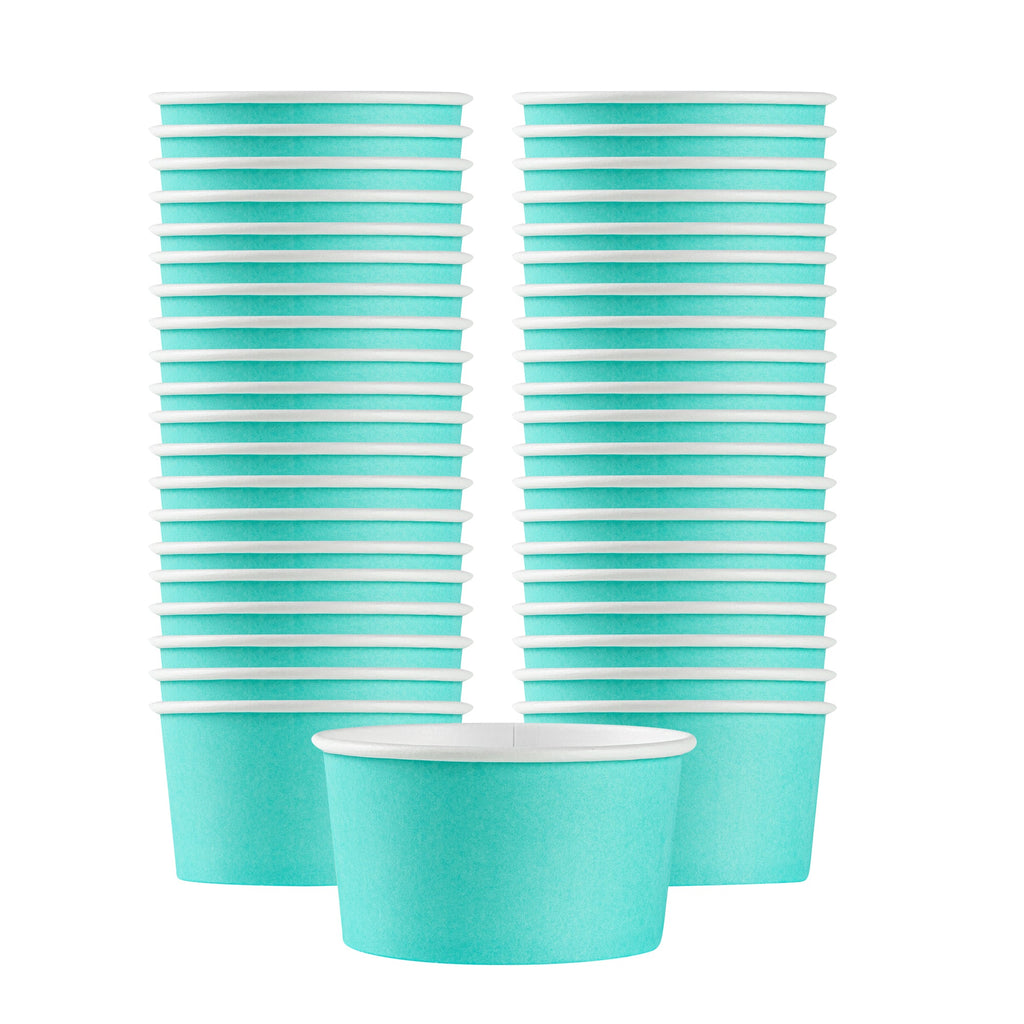 Coppetta 8 oz Round Turquoise Paper To Go Cup - 3 3/4" x 3 3/4" x 2 1/4" - 50 count box